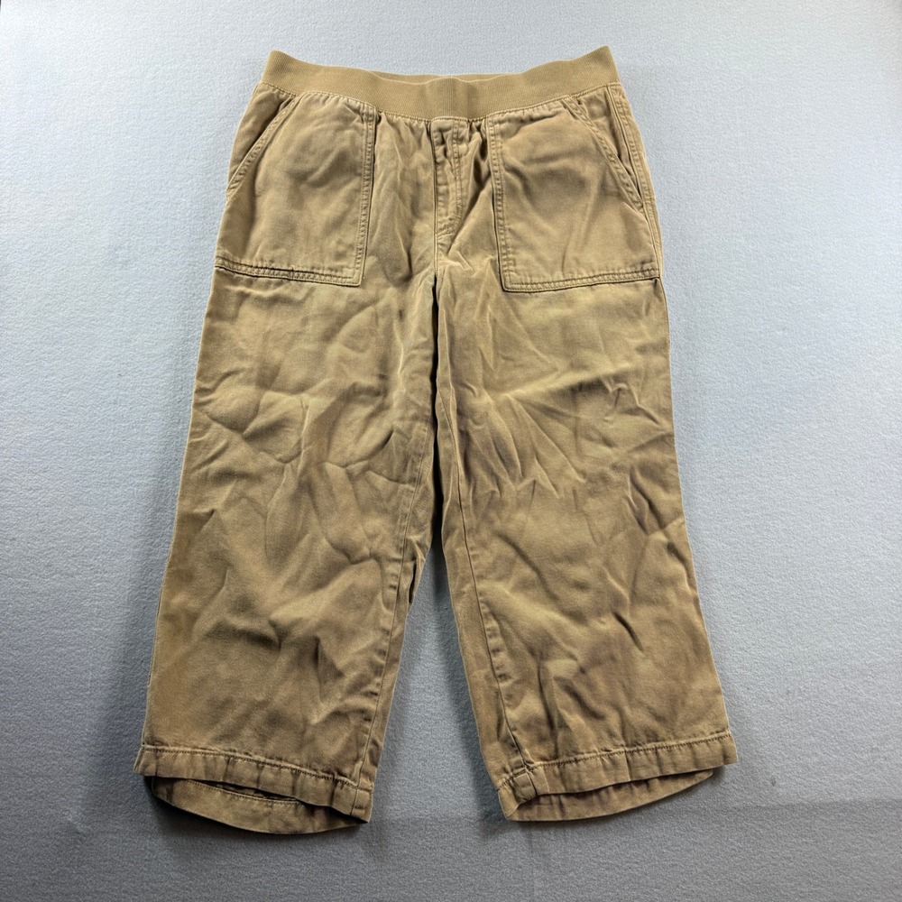 St. John's Bay Crop Pants Women P LG Brown Tencel Lyocell Elastic Waist Casual